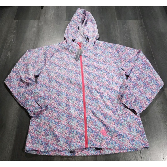 Simply Southern Jackets & Blazers - NWT Simply Southern Rain Jacket Women XL Multicolor Floral Lightweight Hooded
